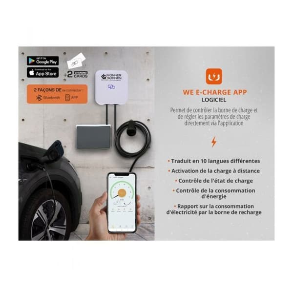 Laddstation för elfordon KS P32/3, effekt 22 kW, Typ 2, märkström 32A, spänning 400 V, kabel 5 m
