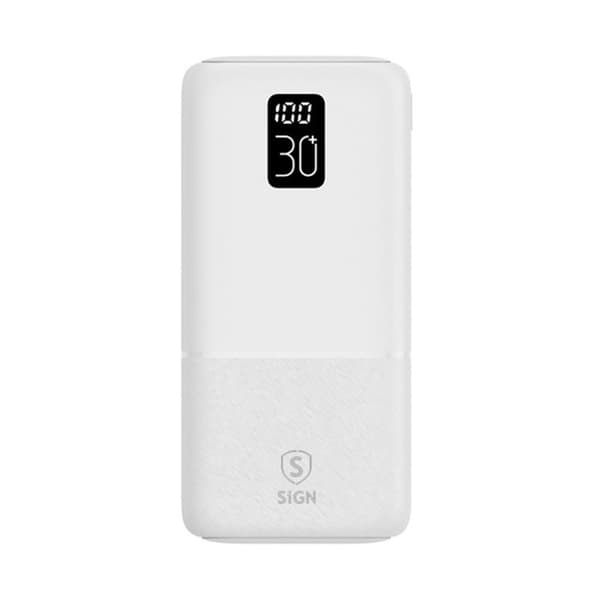 SiGN Powerbank 30.000mAh USB-C & USB-A - Vit