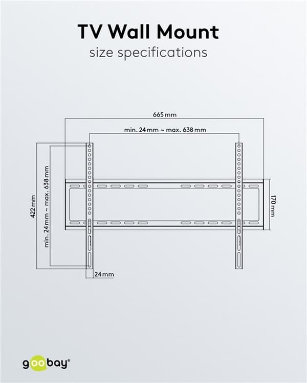 Goobay TV vægbeslag Basic FIXED (L) til tv-apparater fra 37 til 70 tommer (94-178 cm) op til 35 kg