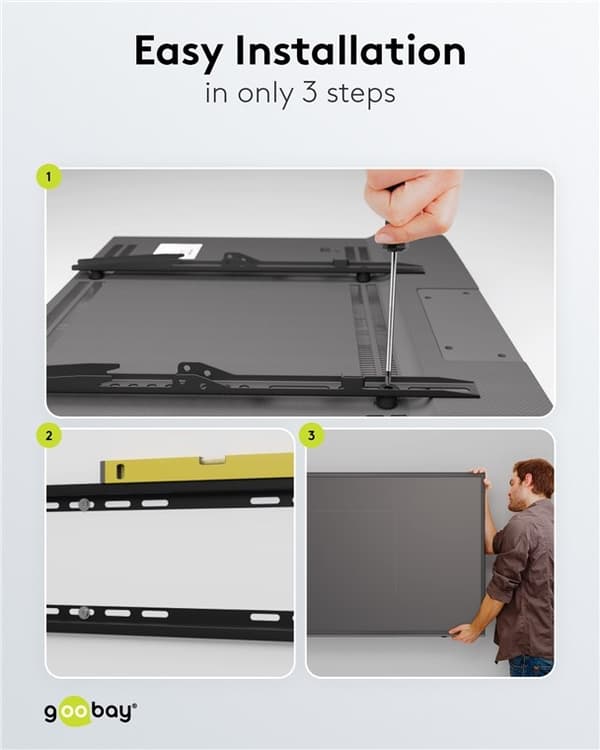 Goobay TV vægbeslag Basic FIXED (L) til tv-apparater fra 37 til 70 tommer (94-178 cm) op til 35 kg