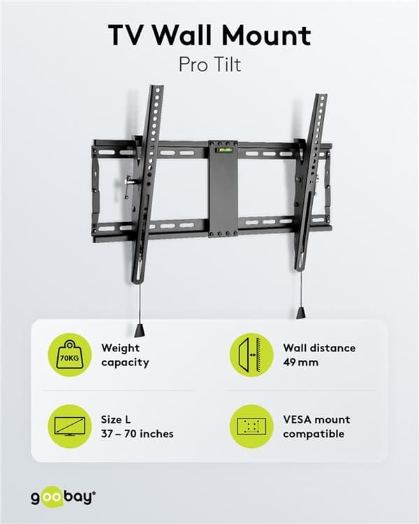 Goobay TV vægbeslag Pro TILT (L) til tv-apparater fra 37 til 70 tommer (94-178 cm), kan vippes op til 70 kg