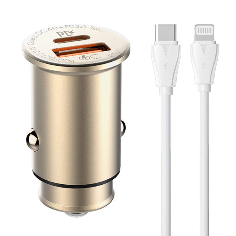 LDNIO C506Q USB, USBC Car charger + USBC Lightning Cable CDON