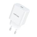 Miniatyrbillede 2 af 7: Wall charger Vipfan E04, USB-C, 20W, QC 3.0 + Lightning cable (white)