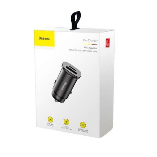 Baseus CCALL-AS01 Square Car Charger 30W Sort