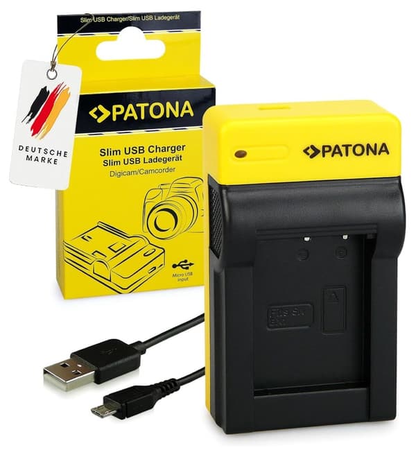 PATONA nabíječka Foto Sony NP-BX1 slim, USB musta, Keltainen