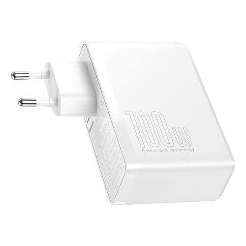 Baseus Travel Charger GaN2 Pro Quick wall charger C+C+U+U, PD 3.0, QC 4.0+, 100W EU White (CCGAN2P-L02)