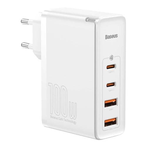 Baseus Travel Charger GaN2 Pro Quick wall charger C+C+U+U, PD 3.0, QC 4.0+, 100W EU White (CCGAN2P-L02)