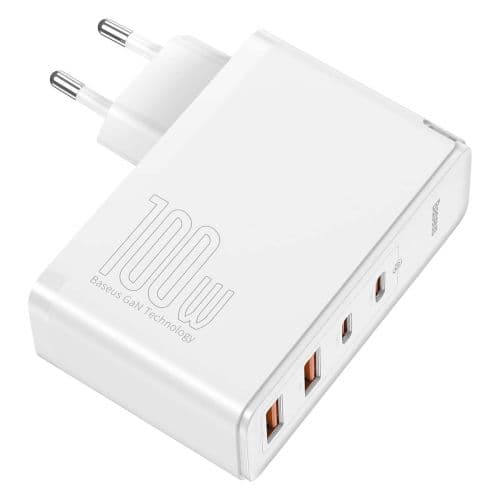 Baseus Travel Charger GaN2 Pro Quick wall charger C+C+U+U, PD 3.0, QC 4.0+, 100W EU White (CCGAN2P-L02)