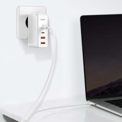 Baseus Travel Charger GaN2 Pro Quick wall charger C+C+U+U, PD 3.0, QC 4.0+, 100W EU White (CCGAN2P-L02) Vit
