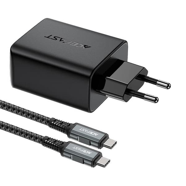 Wall Charger Acefast A17, 65W GaN + kabel USB-C (black)