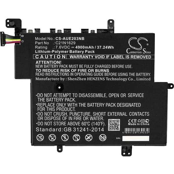 Laptop Battery ASUS E203 VivoBook E12 C21N1629 CS-AUE203NB 7,6V 4900mAh CAMERON SINO