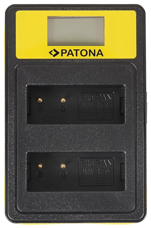 PATONA nabíječka Foto Dual Panasonic DMW-BLG10 s LCD,USB Sort, Gul