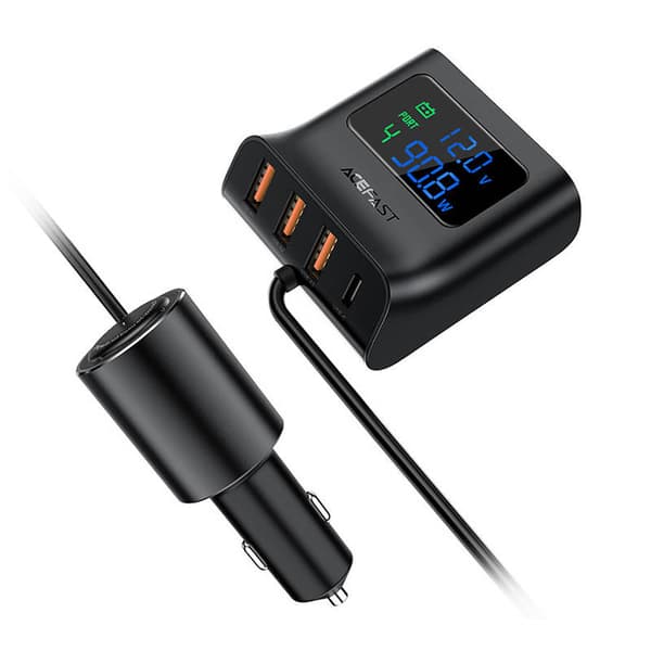 Car Charger Acefast B8, 3x USB + USB-C, 90W (black)