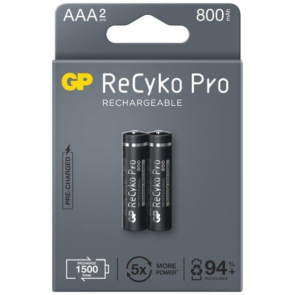 Rechargeable Battery GP R03 AAA 800mAh NiMH 85AAAHCB-EB2 RECYKO+ PRO , 2 pc in blister