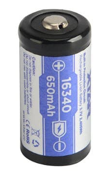 LiIon rechargeable CR-123 LiIon  3,7V 16340 650mAh XTAR