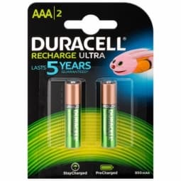 Rechargeable battery DURACELL R03 AAA, 900mAh NiMH, 1.2V, 2 pcs. pack 1.5V