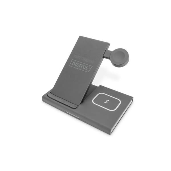 Stacja ładująca indukcyjna 3w1 składana 15W MagSafe + Qi 1m USB Czarna