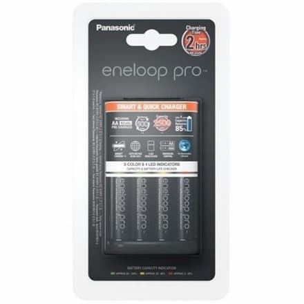Panasonic Eneloop Pro BQ-CC55 Batteries Charger + 4 pcs R6/AA 2450 mAh Svart