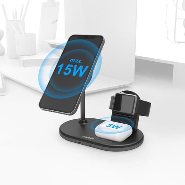 Hama "MagCharge" Multi-Charging Station, Wireless Charging for iPhone, AirPods