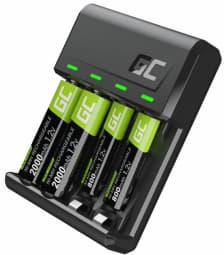 Bateriju lādētājs Green Cell VitalCharger and NiMH Batteries 2x AA 2000mAh 2x AAA 800mAh Svart