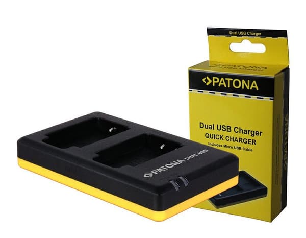 PATONA nabíječka Foto Dual Quick Panasonic DMW-BLC12  USB Sort, Gul