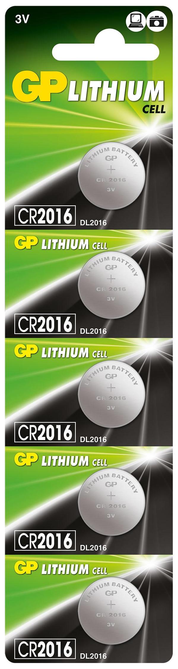 Lithium Button Battery CR2016 3V  5 pcs in blister /price for 1 battery/ GP