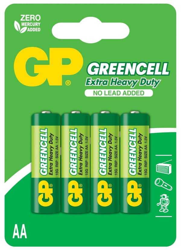 Zinc carbonic zinc battery GP R6 AA 4 pcs. GREENCELL 15G-U4 1.5V blister