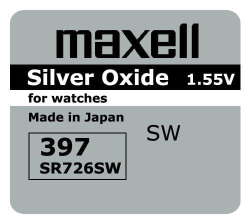 Button Battery Silver MAXELL SR726 SW /AG2/397/ 1.55V