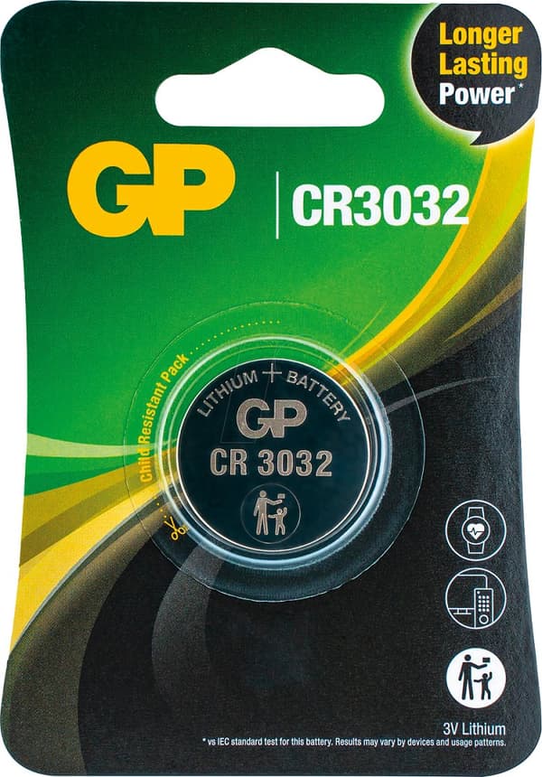 Lithium Button Battery GP CR-3032 3V  1 pcs in blister /price for 1 battery/