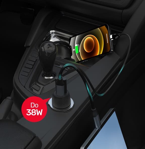 Unitek P1400A Autolaturi 38W USB-A USB-C QC 3.0
