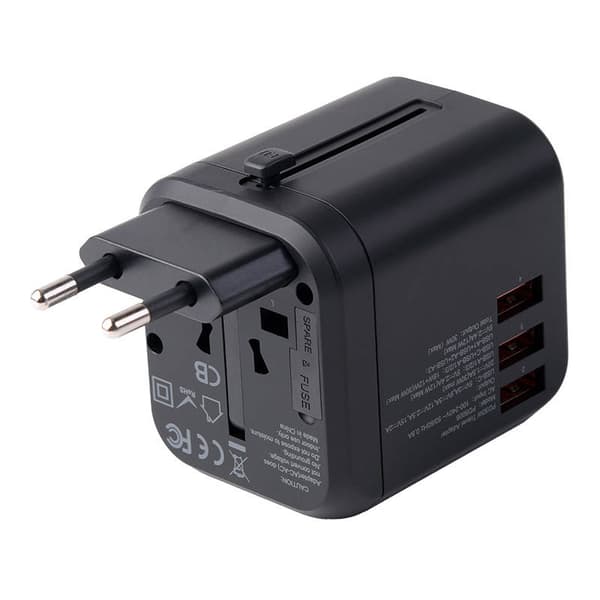Travel wall charger Choetech PD5008, 3xUSB-A, 1xUSB-C, GaN, 30W, US/EU/UK/AU (black)