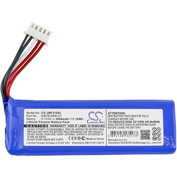 Battery for BLUETOOTH SPEAKER  JBL Flip 4  GSP872693 01   3,7V 3000mAh LiPo Cameron Sino