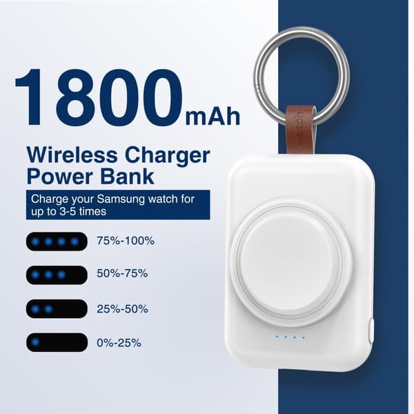 Laturi virtapankilla 1800 mAh Samsung Galaxy Watchille - Valkoinen
