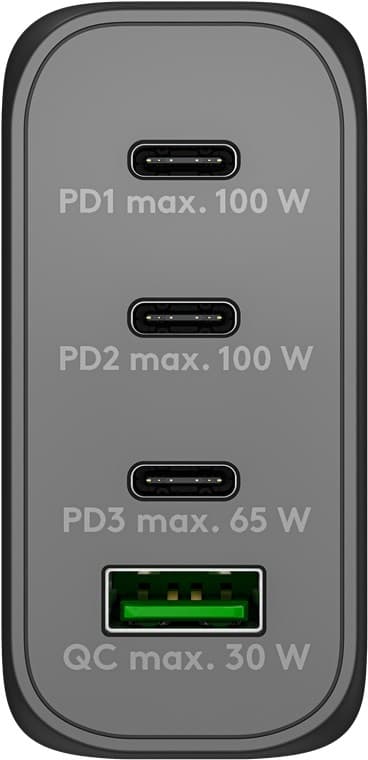 USB-C™ PD GaN multiport snabbladdare (100 W) svart