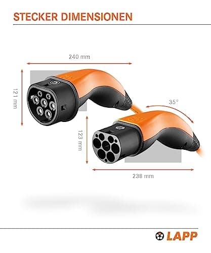 LAPP MOBILITY laddkabel typ 2, upp till 22 kW, 10 m, orange (65311)