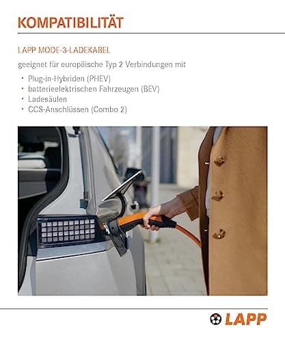 LAPP MOBILITY laddkabel typ 2, upp till 22 kW, 10 m, orange (65311)