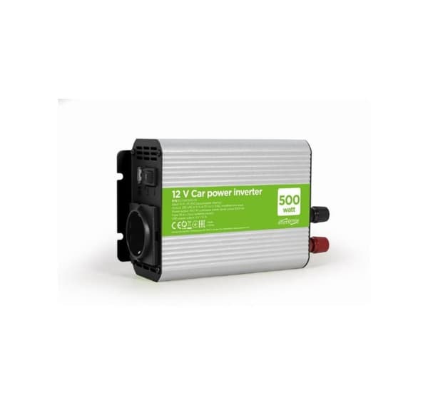 Power inverter bil 12v 500w/eg-pwc500-01, Gembird Grå