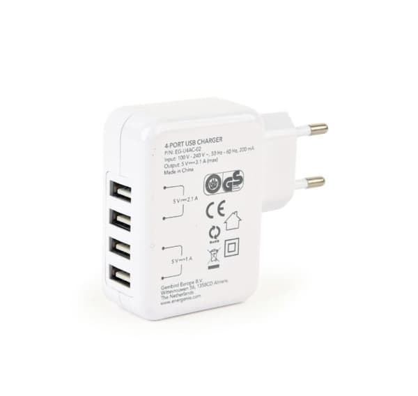 Lader usb universal hvit/4port eg-u4ac-02, Gembird