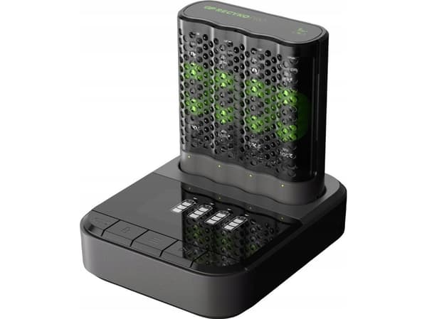 USB batterilader RECYKO PRO P461, 4 ladeplasser, inkl. dockingstasjon D461 (grå, inkl. 4x GP RECYKO PRO batterier AA 2000mAh)