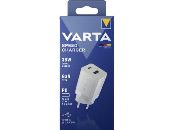 Varta Speed Charger 38 W USB-laturi 38 W Pistorasia Lähtöjen määrä: 2 x USB, USB-C®