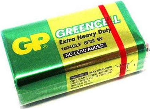 Zinc carbonic battery GP 6F22 Greencell 1604GLF-B 1 pcs. 9V