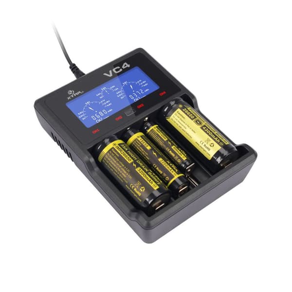 Oplader til cylindriske Li-ion og NiMH Xtar VC4 batterier