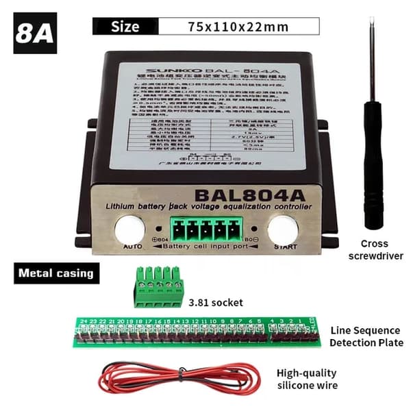 Aktiv balancer, kapacitetsreparation, lithium/Lifepo4 batteripakke, 4S-13S 8A med etui