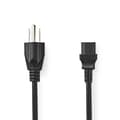 Pikkukuva 1 / 4: Nedis Sähköjohto | USA Uros | IEC-320-C13 | Suora | Suora | Niklattu | 2.00 m | Pyöreä | PVC | Musta | Label