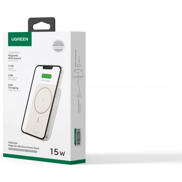 UGREEN Magnetisk Trådløs Power Bank -trådløs nødstrømforsyning, 5000 mAh, beige