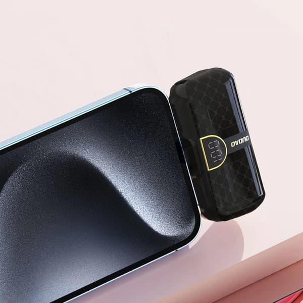 Powerbank 5000mAh med USB-C-kontakt och LED-display - Svart