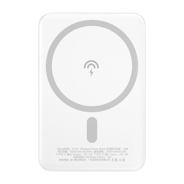 Powerbank 5000mAh med MagSafe og trådløs opladning - Hvid Hvid