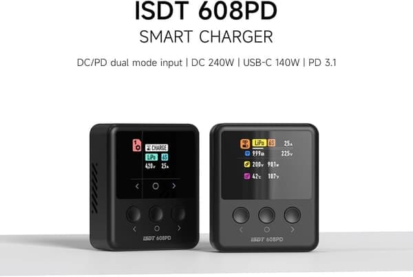 ISDT 608PD Lipo Batterioplader, DC 240 W / 10 A, USB C 100 W / 5 A, Intelligent Digital Oplader til RC Balance Afladning Batterier LiFe / Lilon / LiPo