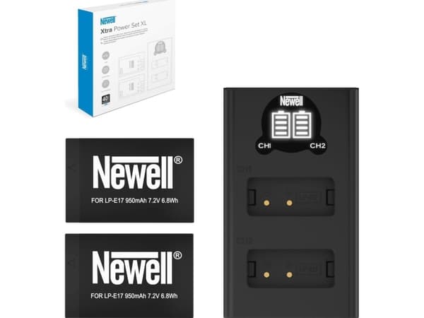 Tokanals ladersett og to LP-E17 oppladbare batterier Newell DL-USB-C for Canon