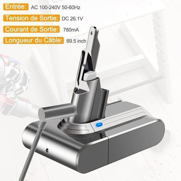 Laddare för Dyson V6 V7 V8 DC58 DC59 DC61 DC62 SV03 SV04 SV05 SV06 SV07, Dammsugare AC-adaptrar för Dyson, Grå